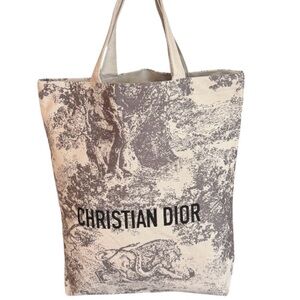 Authentic Christian Dior boutique canvas tote  Dior toile print with front logo.
